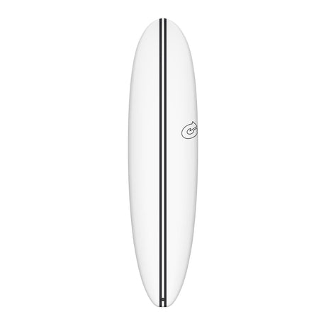 Torq TEC Volume Plus V Plus Surfboard, weiß mit schwarzem Mittelstreifen, Frontansicht