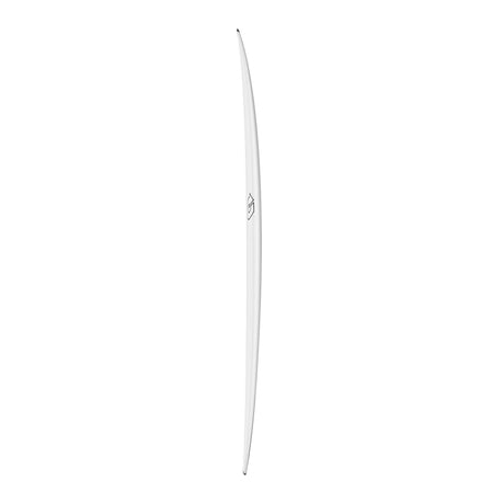Torq TEC Chopper Surfboard in Weiß, Seitenansicht, schlankes Design mit spitzer Nose