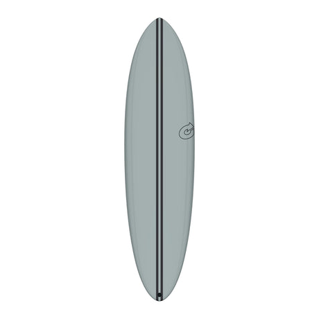 Torq TEC Chopper Surfboard, grau mit schwarzem Mittelstreifen, Draufsicht