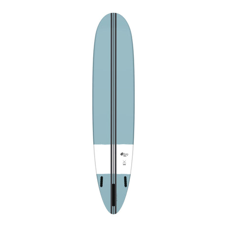 Torq TEC The Don Surfboard, blaugrau und weiß, Draufsicht, längliches Design mit gerundeter Spitze