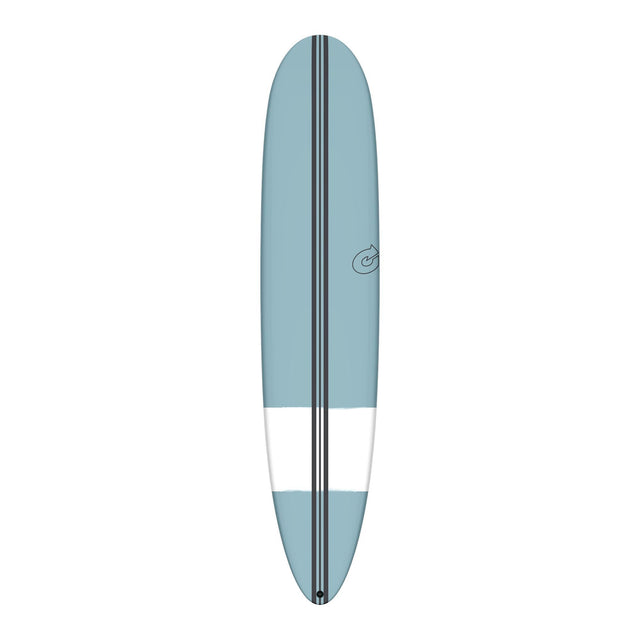 Torq TEC The Don Surfboard, Blaugrau mit weißem Mittelstreifen, Draufsicht