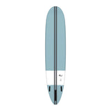Torq TEC The Don Surfboard, Blaugrau-Weiß, Draufsicht, Funboard mit schwarzem Mittelstreifen