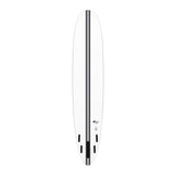 Torq TEC The Don HP Surfboard, weiß mit schwarzem Streifen, Draufsicht, Performance-Shape mit Finnen-Slots