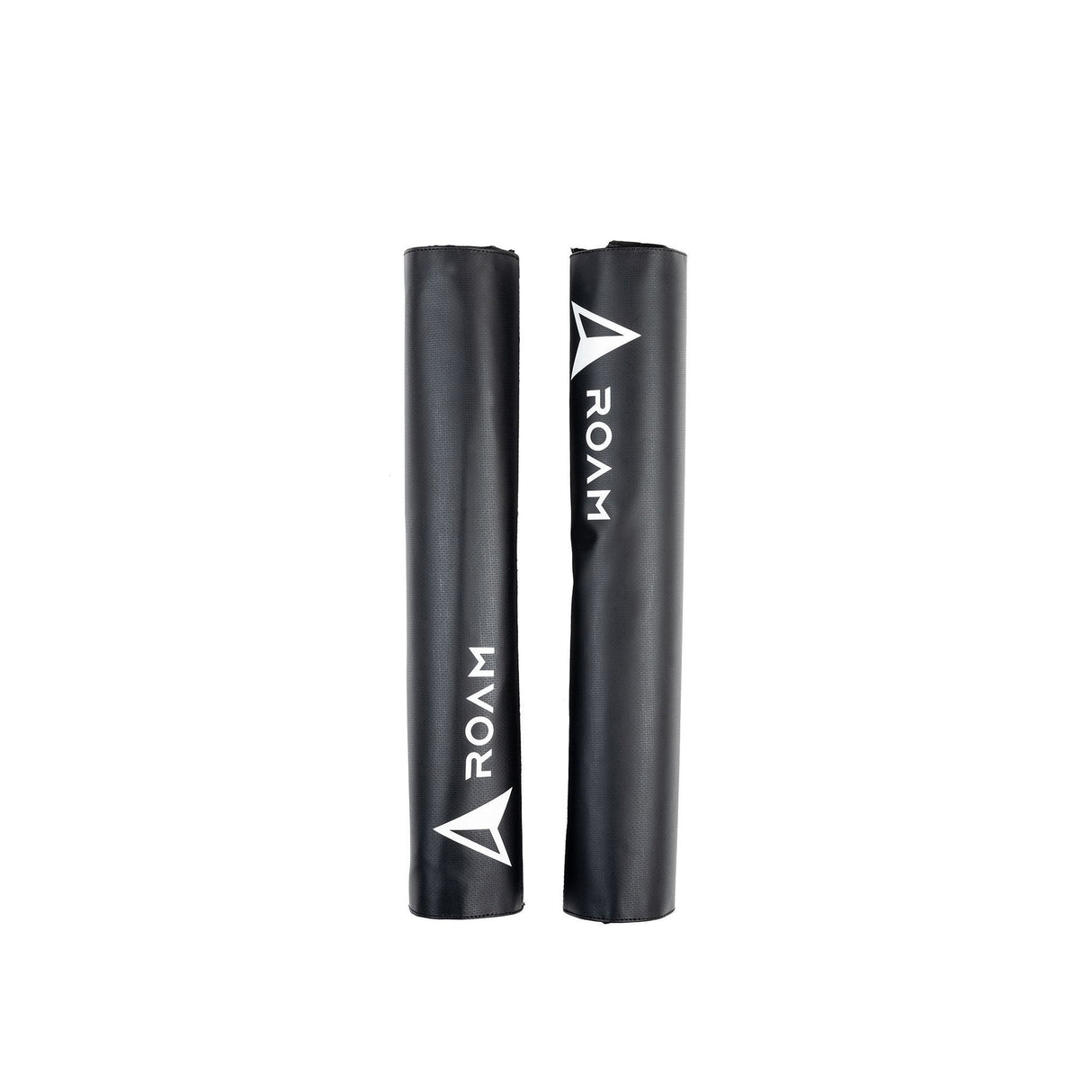 ROAM Dachauflage Surfboard Rund, schwarze zylindrische Schaumstoff-Auflage mit weißem ROAM-Logo, Frontalansicht