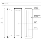 ROAM Dachauflage Surfboard Flach Schemazeichnung mit Abmessungen, Material und Konstruktionsmerkmalen