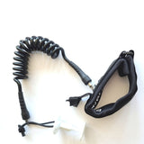 Sniper Bodyboard Spiral Bizeps Leash Deluxe in Schwarz mit Spiralwicklung und gepolstertem Armband, Draufsicht