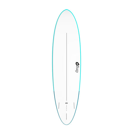 Torq Softboard EVA MOD Fun mit türkisem Rail und weißem Deck, Draufsicht