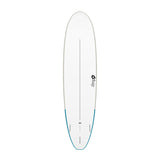 Torq Softboard EVA V+ MOD Fun Surfboard in Weiß mit blauen Akzenten, Draufsicht