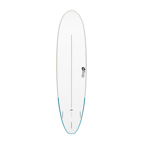 Torq Softboard EVA V+ MOD Fun, weiß mit blauem Tail, Draufsicht, Schaumstoffboard für Anfänger