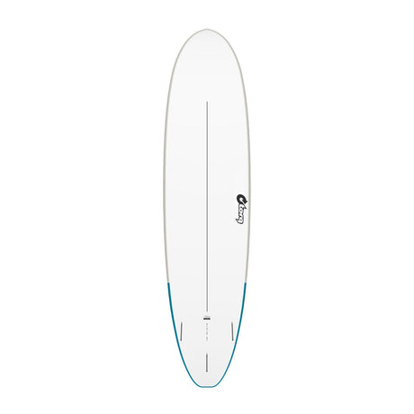 Torq Softboard EVA V+ MOD Fun, weiß mit blauen Akzenten, Draufsicht auf das Surfboard