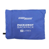 OverBoard Packaway Rucksack 20 Liter, blau, wasserdicht, zusammengefaltet, Frontansicht