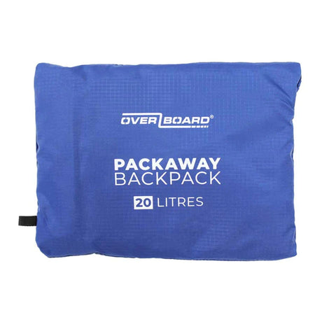 OverBoard Packaway Rucksack 20 Liter, blau, wasserdicht, zusammengefaltet, Frontansicht