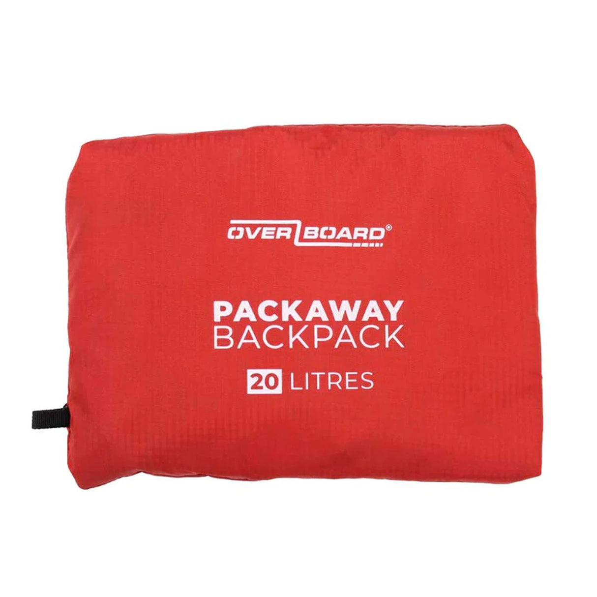 OverBoard wasserdichter Platzspar Rucksack 20 Liter rot, zusammengefaltet, Frontansicht