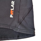 MDNS Polar Prime Neopren Haubenweste grau mit orange Logo, Detailansicht Reißverschluss und Nähte