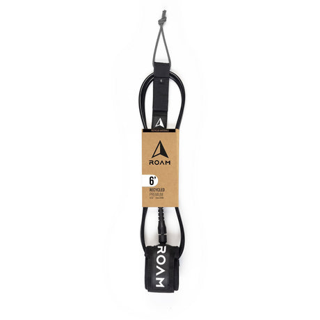 Roam Surfboard ECO Leash Recycelt, 6 Zoll, schwarzes Neopren-Verbindungsseil mit Manschetten und Verpackung aus recyceltem Material
