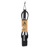 ROAM ECO Surfboard Leash recycelt schwarz Knie 9 Zoll Frontalansicht mit Verpackung