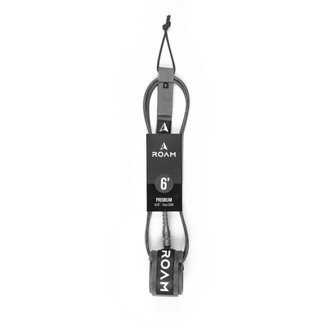 Roam Surfboard Leash Premium 6 Zoll, grau, Neopren mit Befestigungen, Frontalansicht