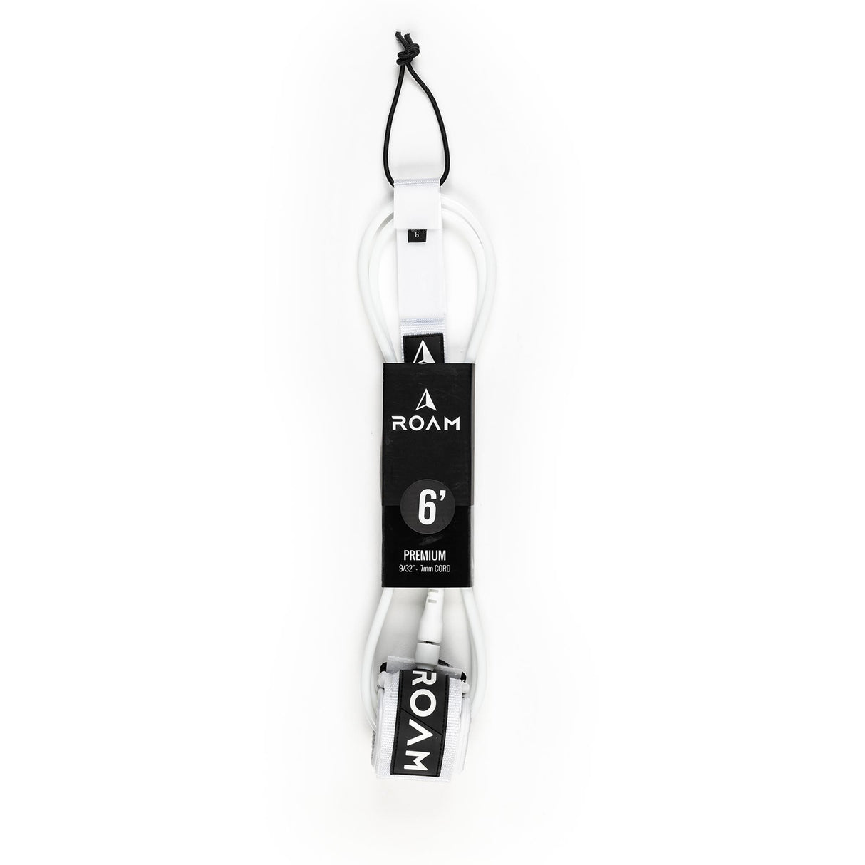 Roam Surfboard Leash Premium 6 Fuß, weiß-schwarz, Neopren-Zugschlaufe, Vollansicht
