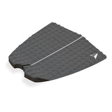 Roam Footpad Deck Grip Traction Pad 2-tlg, zweiteiliges schwarzes Griffpad mit strukturierter Oberfläche und weißem Streifen, Draufsicht