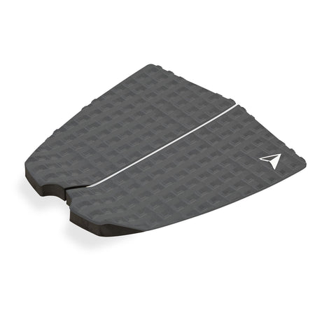 Roam Footpad Deck Grip Traction Pad 2-tlg, zweiteiliges schwarzes Griffpad mit strukturierter Oberfläche und weißem Streifen, Draufsicht