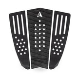 Roam Footpad Deck Grip Traction Comp Pad, schwarzes dreiteiliges Griffpad mit weißen Noppen und Linien, Draufsicht