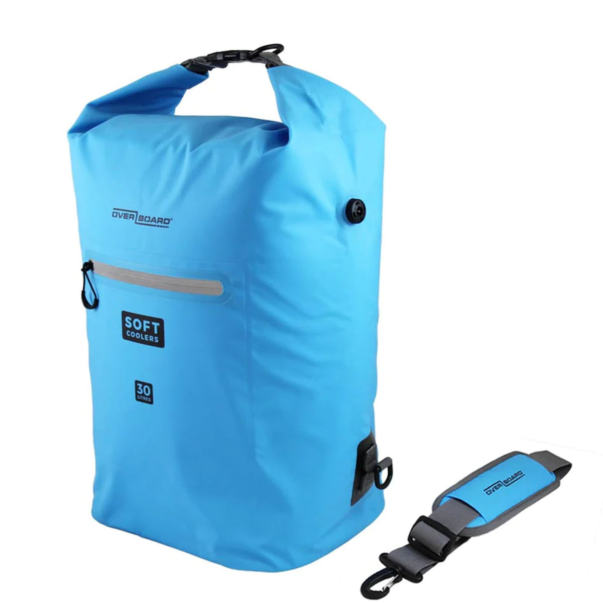OverBoard Soft Cooler Bag Kühltasche in Blau, wasserdichte Materialien, mit Tragegriffen und Schultergurt, 30 Liter Fassungsvermögen