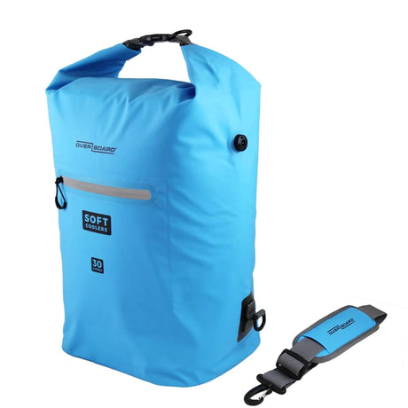 OverBoard Soft Cooler Bag Kühltasche in Blau, wasserdichte Materialien, mit Tragegriffen und Schultergurt, 30 Liter Fassungsvermögen