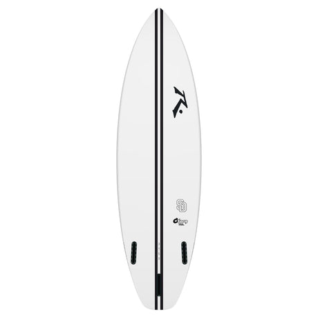 Rusty TEC SD Shortboard Surfboard weiß mit schwarzem Mittelstreifen, Draufsicht