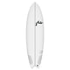 Rusty TEC Moby Fish Quad Surfboard, weiß, Fischform, Draufsicht