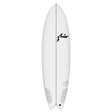 Rusty TEC Moby Fish Quad Surfboard, weiß, Fischform, Draufsicht