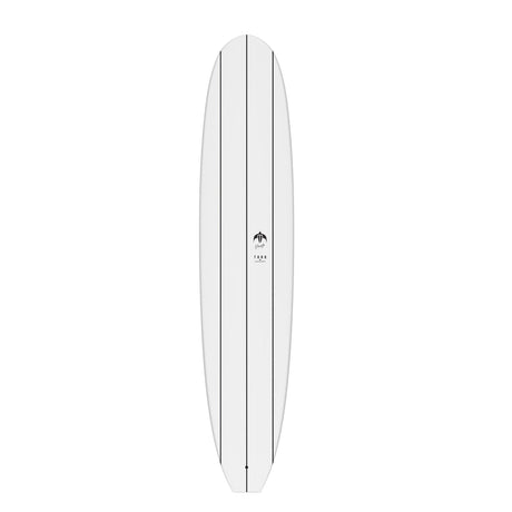 Torq TEC Delpero Classic Surfboard, weiß mit schwarzen Streifen, Draufsicht