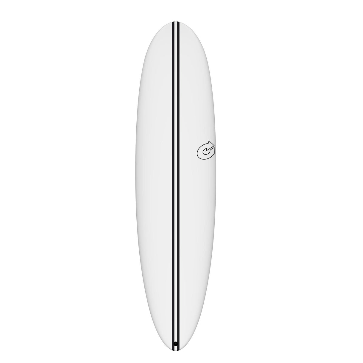 Torq TEC M2.0 Surfboard in Weiß mit schwarzem Mittelstreifen, Draufsicht