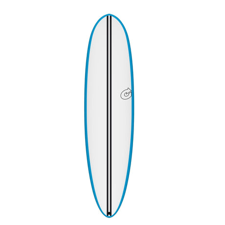 Torq TEC M2.0 Surfboard mit blauer Kante, weiß-schwarzem Deck, Draufsicht