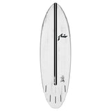Rusty ACT Dwart Surfboard weiß mit schwarzem Mittelstreifen, Draufsicht