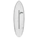 Rusty ACT Dwart Surfboard, weiß mit schwarzem Mittelstreifen, Draufsicht