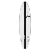 Rusty ACT Egg Not Quad Single Surfboard, weiß mit schwarzem Mittelstreifen, Draufsicht