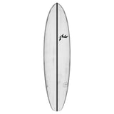 Rusty ACE Egg Not Quad Single Surfboard, weiß mit schwarzem Streifen, Draufsicht