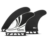 Futures Sharp Eye Honeycomb Thruster schwarze Surfflossen mit Wabenstruktur, Frontansicht