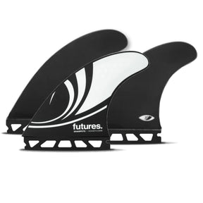 Futures Sharp Eye Honeycomb Thruster Finnen, schwarz-weiß mit Wabenstruktur, Seitenansicht