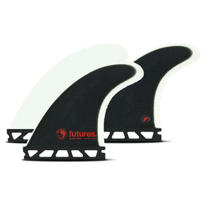 Futures Glenn Pang Fiberglass Thruster schwarz-weiße Flossen mit Boxerausstattung, Frontansicht