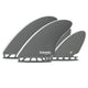 Futures Flow Quad Honeycomb Set, vier grau-weiße Surfflossen mit Wabenmuster, Draufsicht