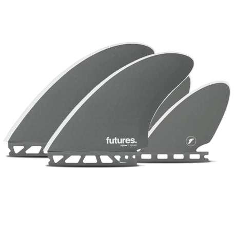 Futures Flow Quad Honeycomb Set, vier grau-weiße Surfflossen mit Wabenmuster, Draufsicht