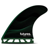 Futures F8 Legacy Neutral Thruster Finne in Schwarz und Grün mit Wellenmuster, Seitenansicht