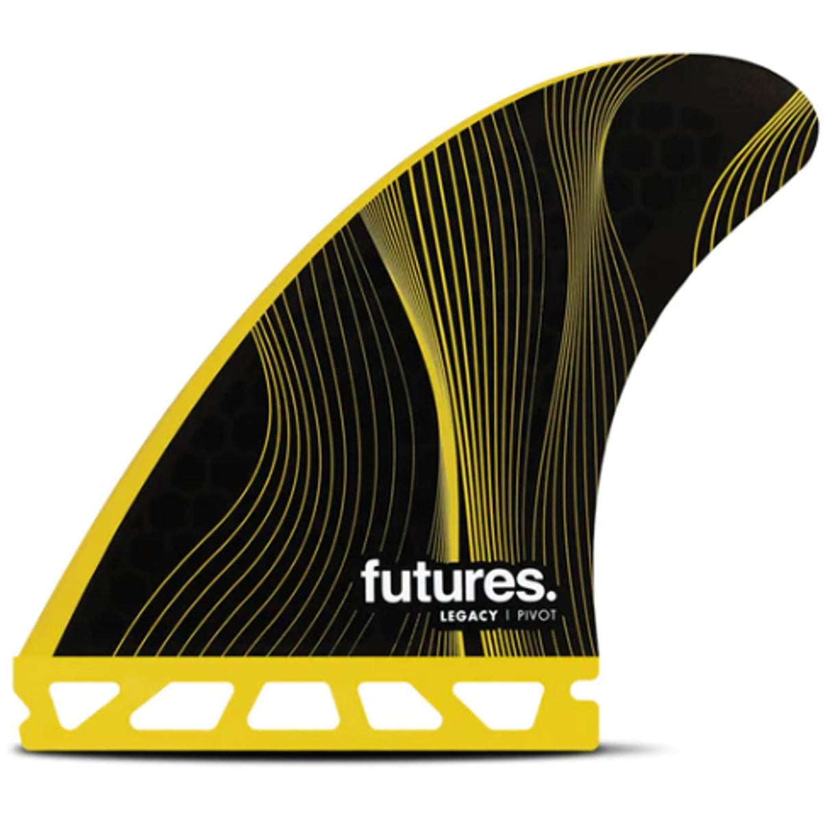 Futures P6 Legacy Pivot Thruster Finne, schwarz-gelb mit Rillenstruktur, Seitenansicht