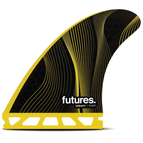 Futures P6 Legacy Pivot Thruster Finne, schwarz-gelb mit Rillenstruktur, Seitenansicht