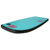 Sniper Pufferfish Bodyboard türkis mit schwarzem Rand und pinkfarbenem Logo, Draufsicht