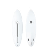 GO Softboard Surf Range weiß, Draufsicht Deck und Bottom, weißes Softboard mit GO-Logo und Finnen-Setup