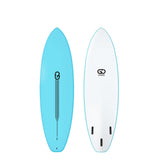 GO Softboard Surf Range, hellblau und weiß, Schaumstoff-Surfboard mit abgerundeter Nose, Draufsicht beider Seiten