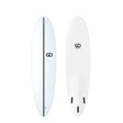 GO Softboard Surf Range weiß, Draufsicht und Seitenansicht, Schaumstoffboard mit schwarzer Mittellinie und drei Finnen