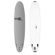 GO School Softboard, grau und weiß, Schaumstoff-Surfbrett mit abgerundeter Nose, Draufsicht und Unterseite